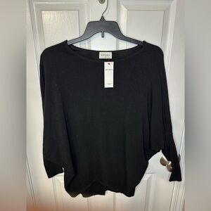 NWT Story 3/4 Sleeve Slouchy Cozy Dolman Black Sweater Top